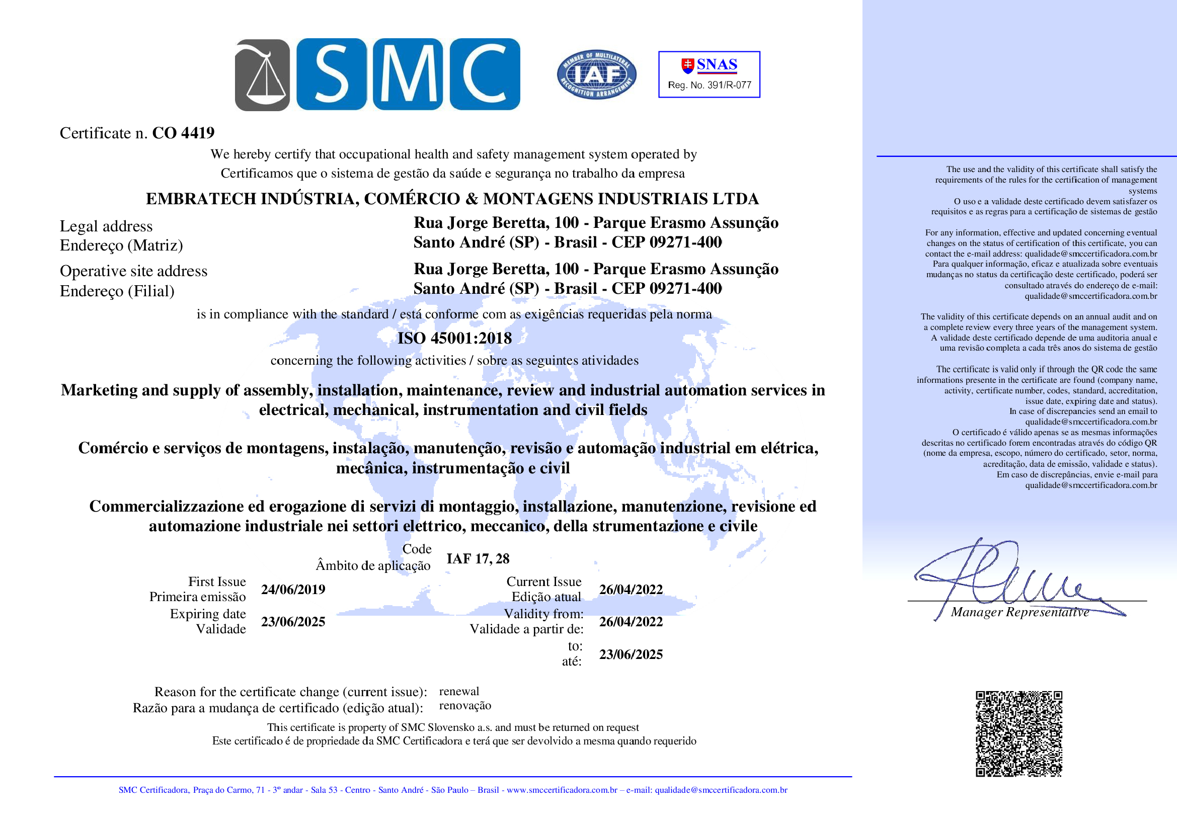 Certificado ISO:45001